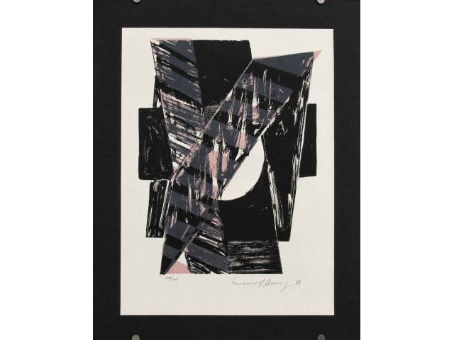 Lote 010 — Emanoel Araújo gravura  46 x 33 cm "Abstrato" ass. CID tiragem  100/100