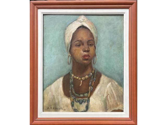 Lote 061 — A. R.Rizzotti óleo sobre tela 45 x 35 cm "Bahiana" ass. CIE e datada 1940