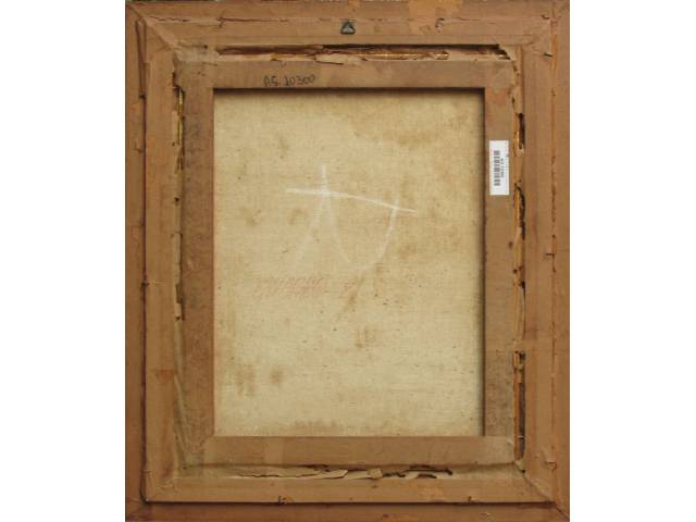 Lote 019 — Salvador Santisteban óleo sobre tela  50 x 40 cm "Vilarejo" ass CID. datada 1970 .