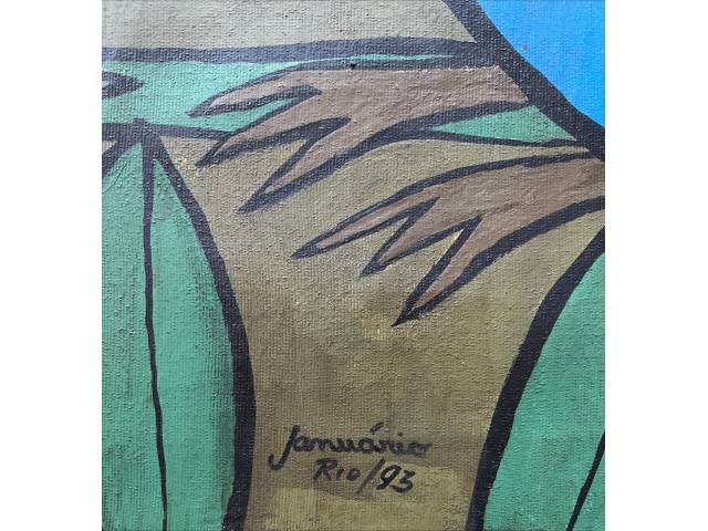 Lote 054 — Sebastião Januário óleo sobre tela 60 x 45cm "Pássaro" ass. CIE e verso datada 1993
