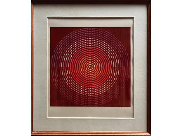 Lote 006 — Dionísio Del Santo  Del Souto gravura 60x50cm " halo expansivo 61/134'' da  serie -Permuta IX 3/3 ass. CID datada1973.