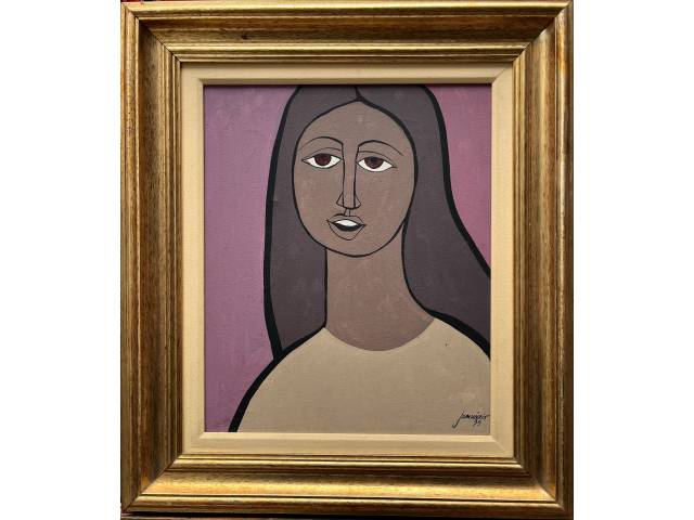 Lote 032 — Sebastião Januário óleo sobre tela 45 x 37cm "Figura Feminina" ass. CID datada 1995