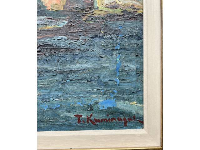 Lote 063 — Tadashi Kaminagai oleo sobre tela 25x 35 cm "Marinha" assinada CID e verso