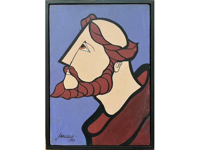 Lote 070 — Sebastião Januário óleo sobre tela 35 x 25cm "São Francisco" ass. CIE datada 1989