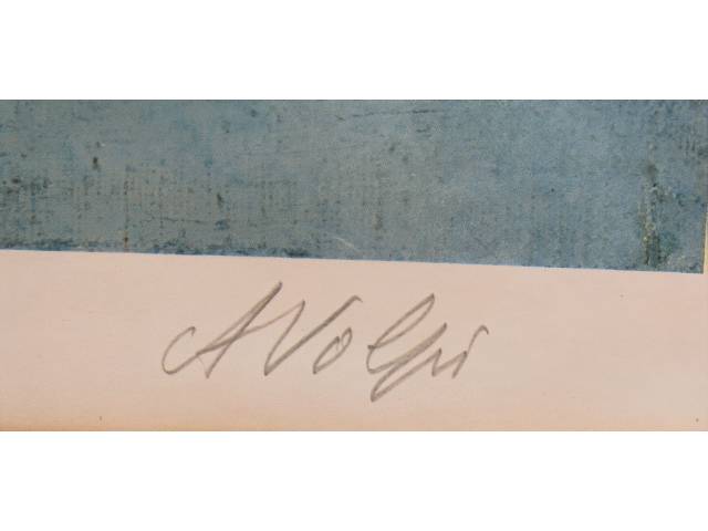 Lote 009 — Alfredo Volpi gravura 36 x 52cm "Sem título" ass. CID tiragem 75/120.