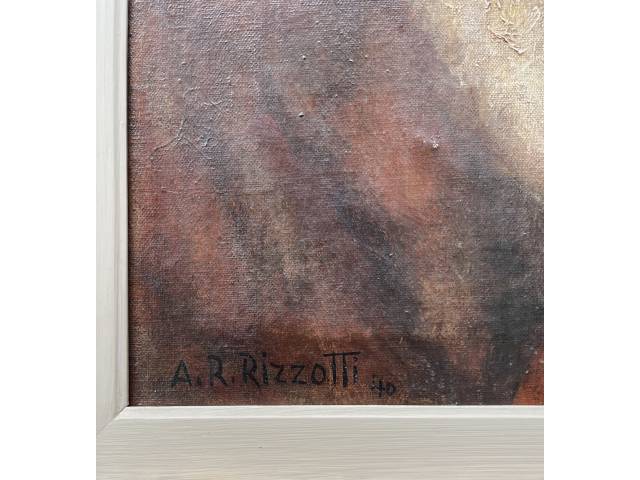 Lote 062 — A. R.Rizzotti óleo sobre tela45 x 35 cm "Ifigura Masculina" ass. CIE e verso datada 1940
