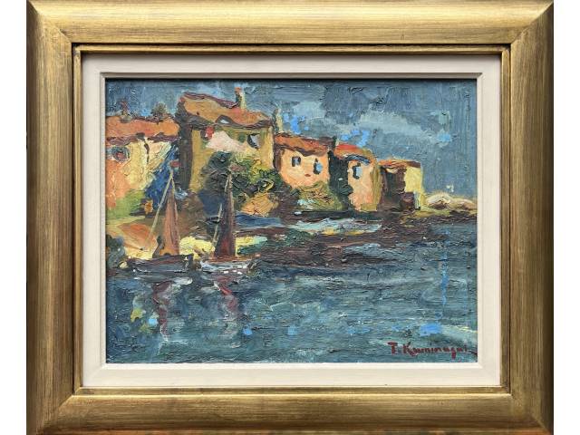 Lote 063 — Tadashi Kaminagai oleo sobre tela 25x 35 cm "Marinha" assinada CID e verso